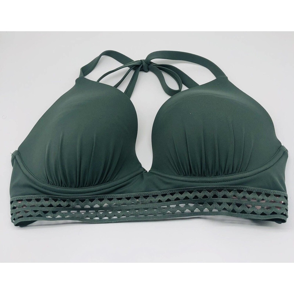 Shade & Shore Bikini Top 38D Green Underwire Padded Bra Beach Cover Up Fit B1 - Picture 2 of 10